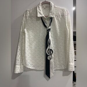 Black and White Musical Note Tie